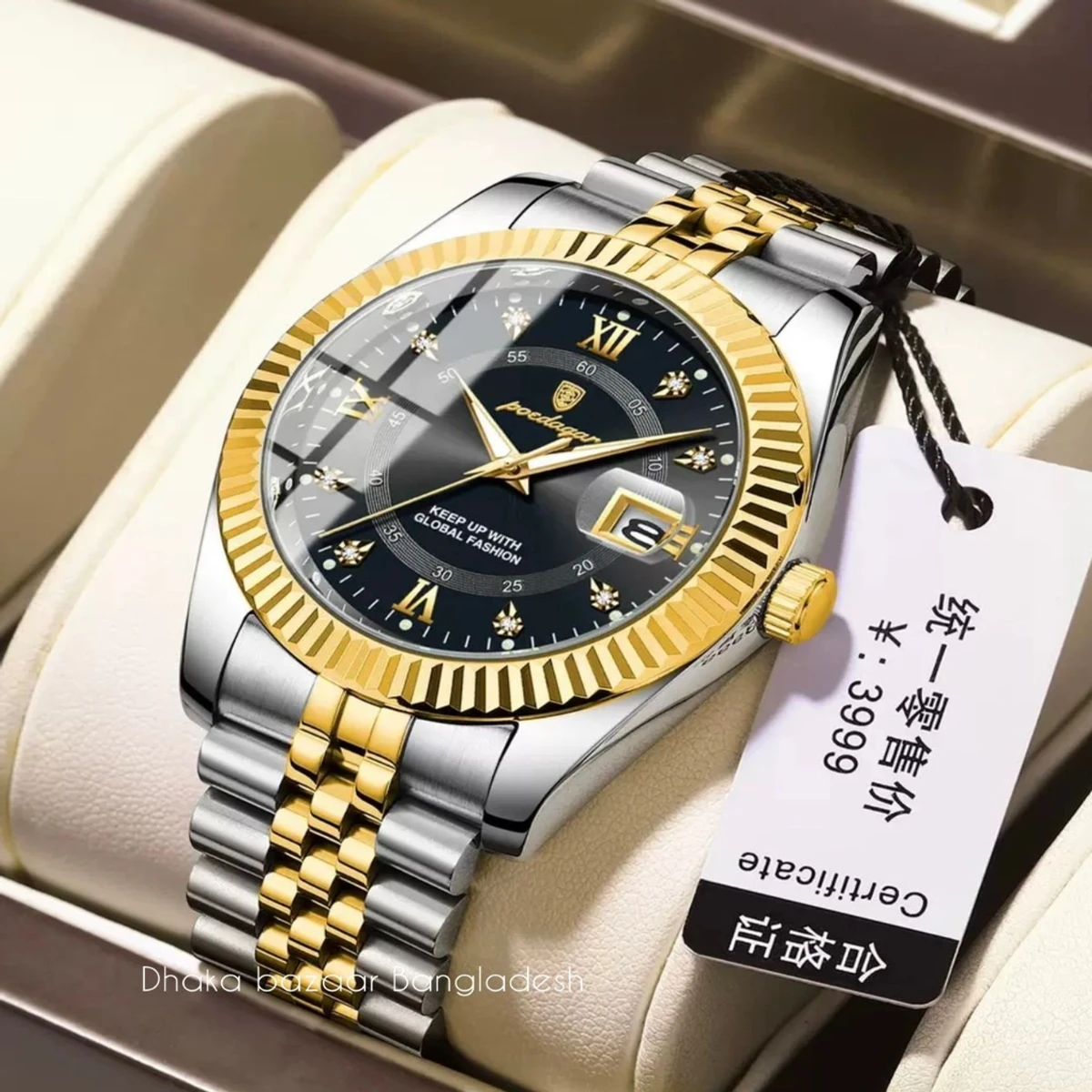 PEO 6161 নতুন ডিজাইনের পুরুষদের জন্য ঘড়ি SILVER GOLDEN BLACK