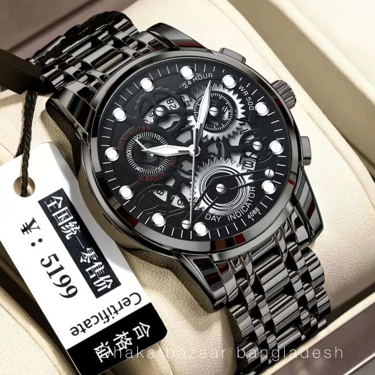 BIN 4088 পুরুষের জন্য নন মেকানিক্যাল ওয়াটার প্রুফ ঘড়ি FULL BLACK