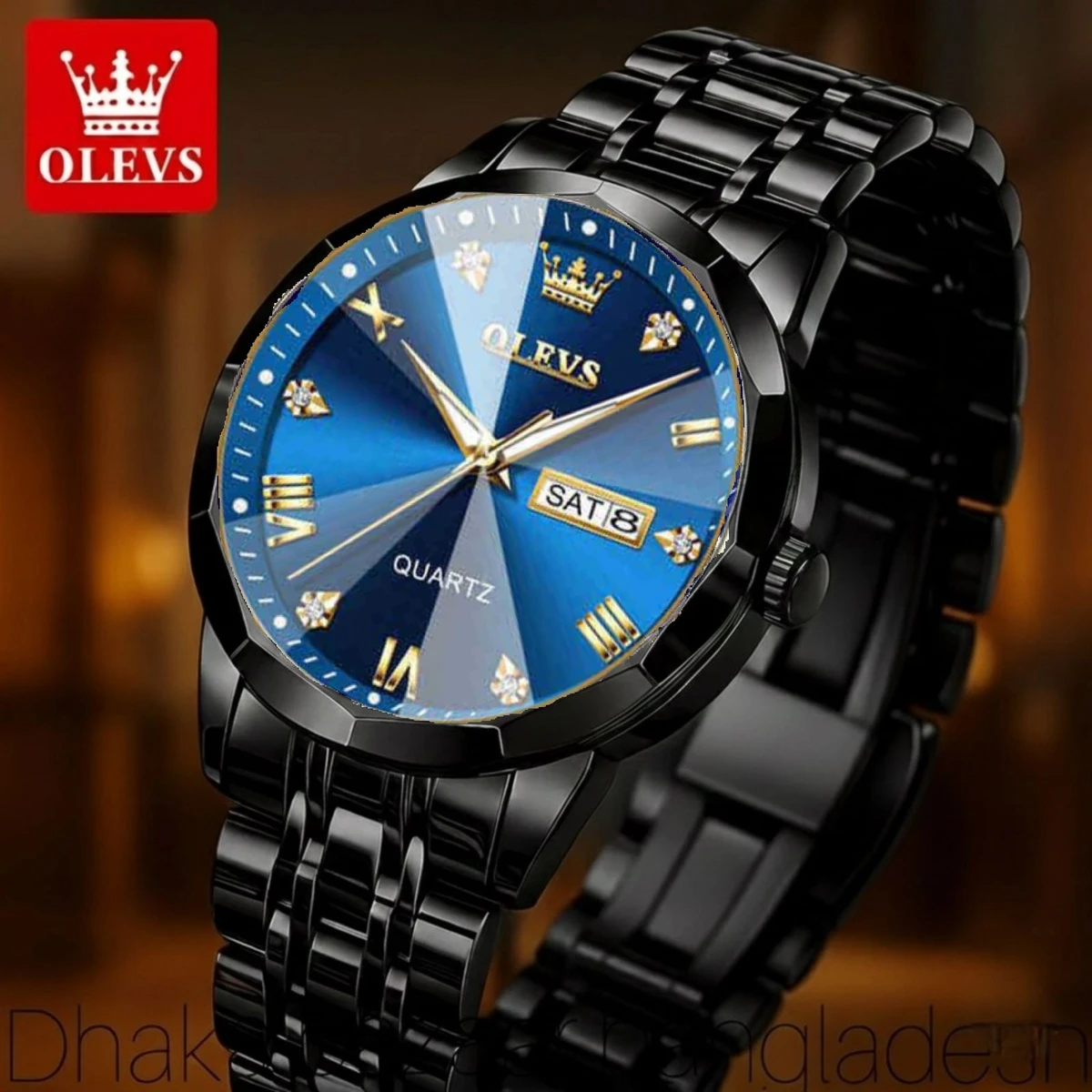 OliveZ নতুন ডিজাইনের পুরুষদের জন্য ঘড়ি BLACK BLUE