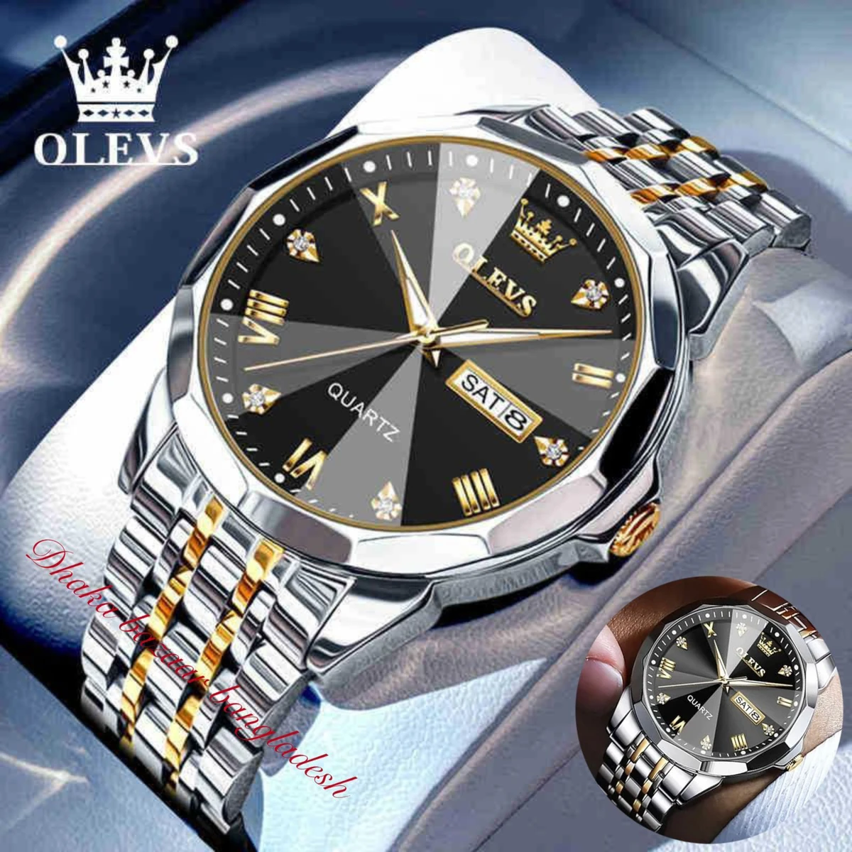 OliveZ নতুন ডিজাইনের পুরুষদের জন্য ঘড়ি BSILVER GOLDEN BLACK