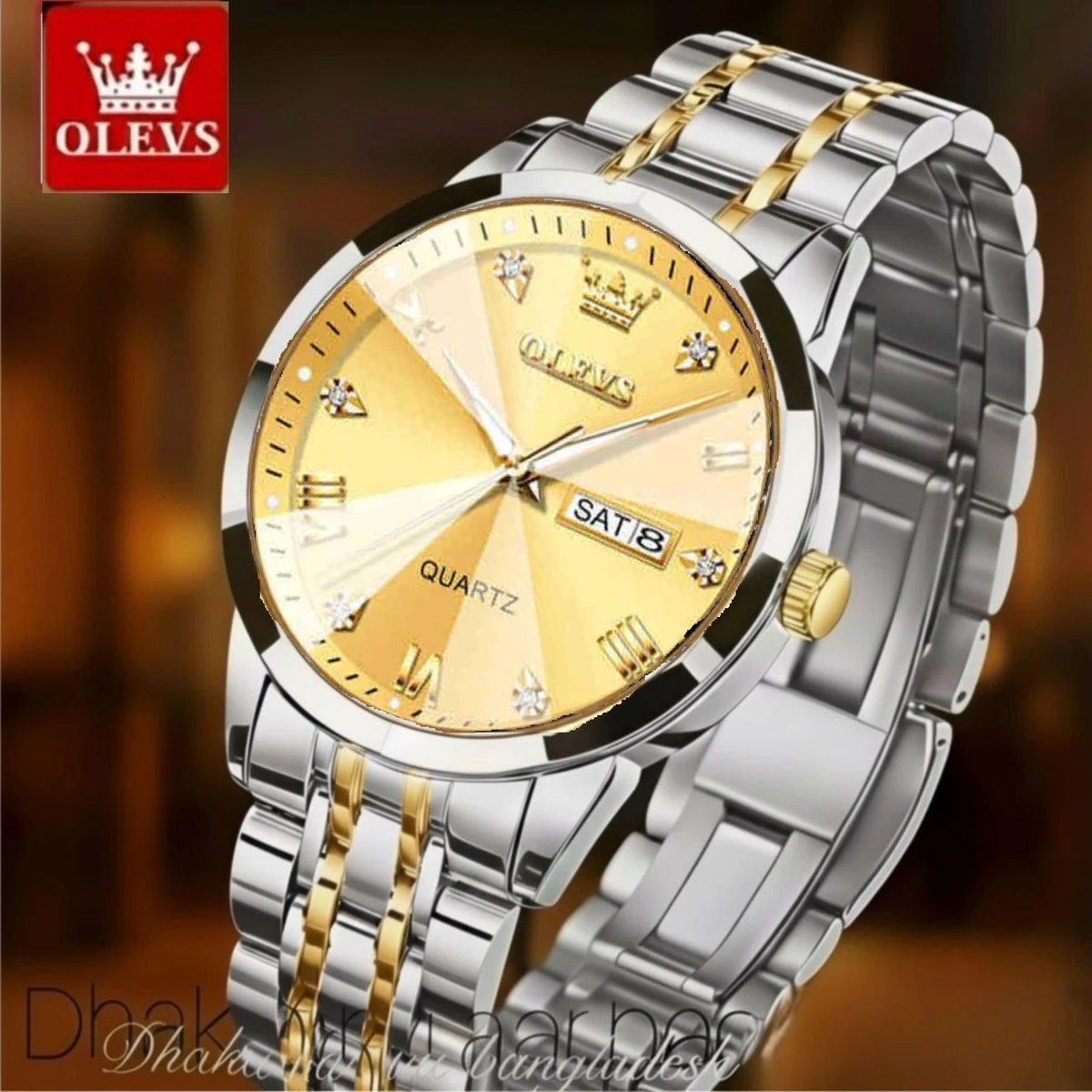 OliveZ নতুন ডিজাইনের পুরুষদের জন্য ঘড়ি BSILVER GOLDEN GOLDEN