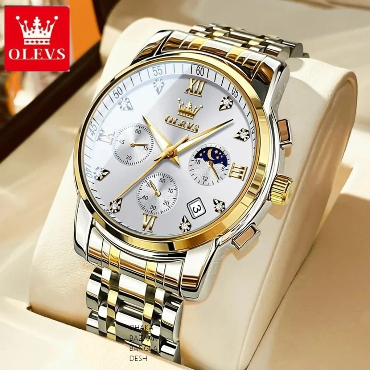 OLIVESZ 2200 নতুন ডিজাইনের পুরুষদের জন্য ঘড়ি SILVER GOLDEN WHITE