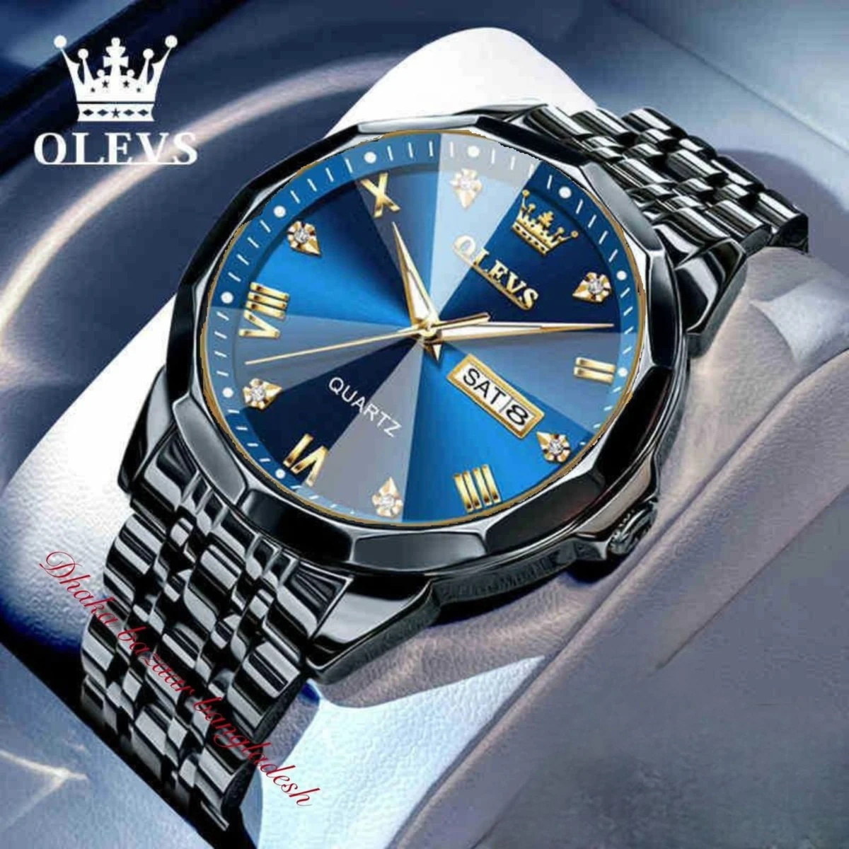 OLIVESZ নতুন ডিজাইনের পুরুষদের জন্য ঘড়ি BLACK BLUE