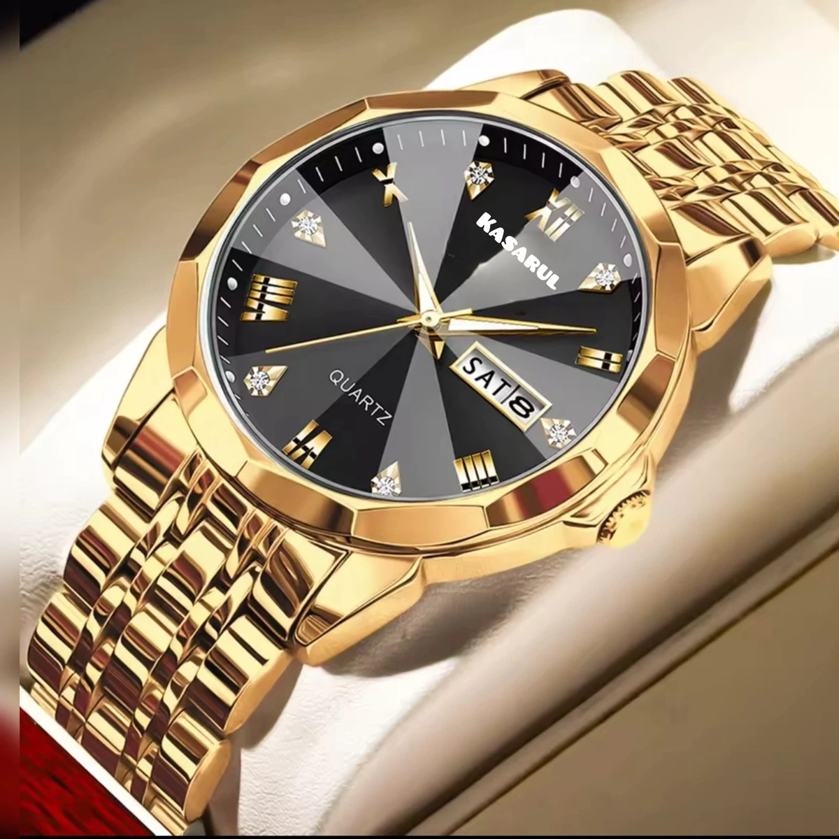 KAS MAN নতুন ডিজাইনের পুরুষদের জন্য ঘড়ি GOLDEN BLACK