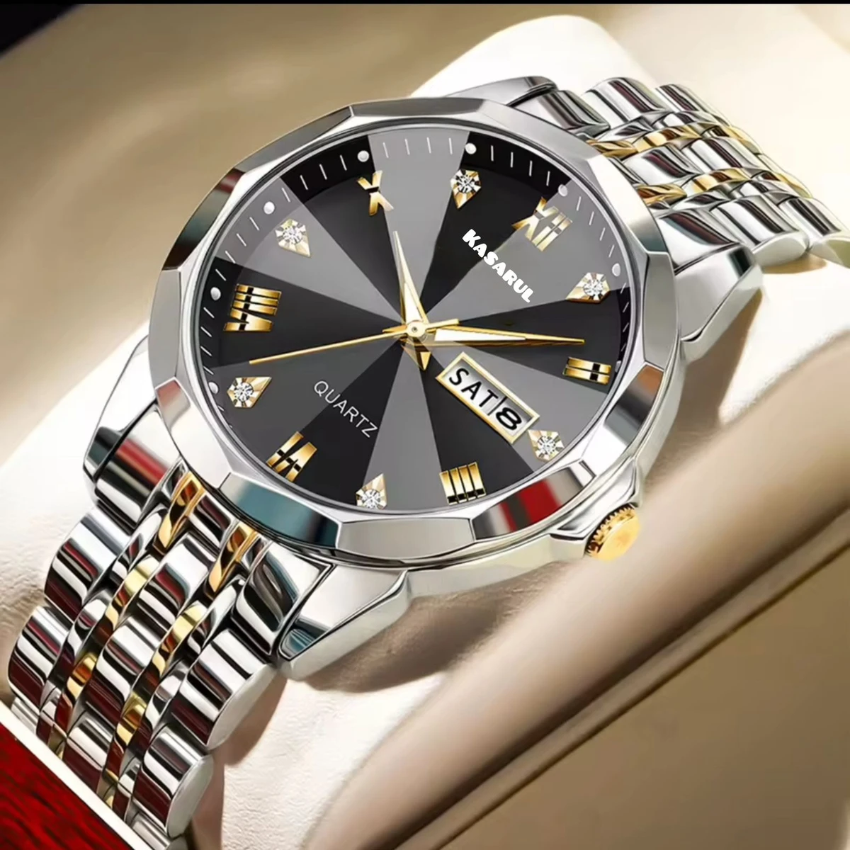 KAS MAN নতুন ডিজাইনের পুরুষদের জন্য ঘড়ি SILVER GOLDEN BLACK