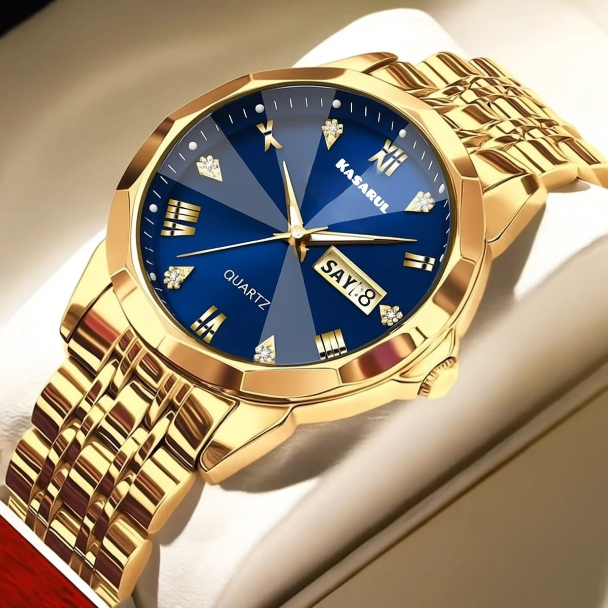 KAS MAN নতুন ডিজাইনের পুরুষদের জন্য ঘড়ি GOLDEN BLUE