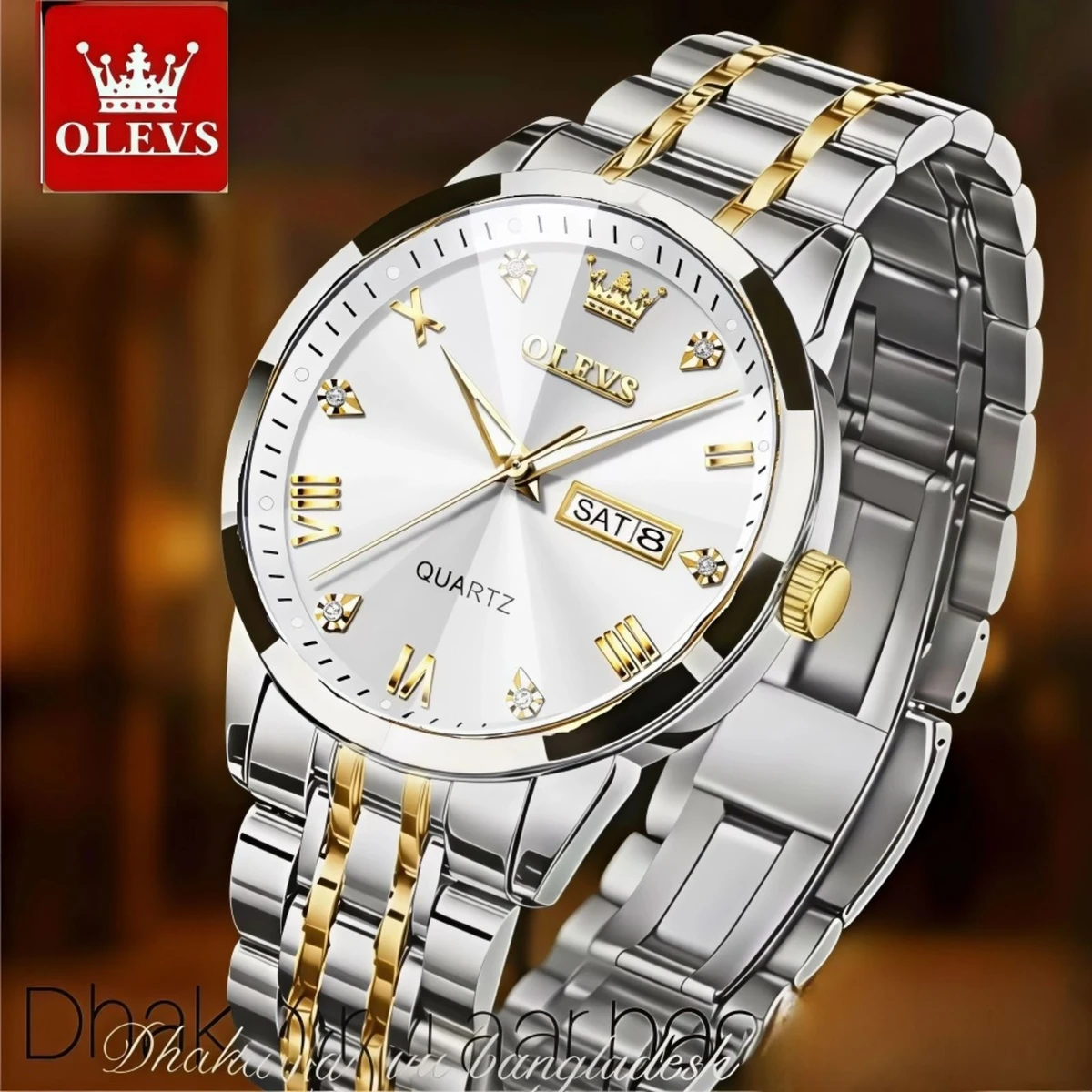 OliveZ নতুন ডিজাইনের পুরুষদের জন্য ঘড়ি BSILVER GOLDEN WHITE