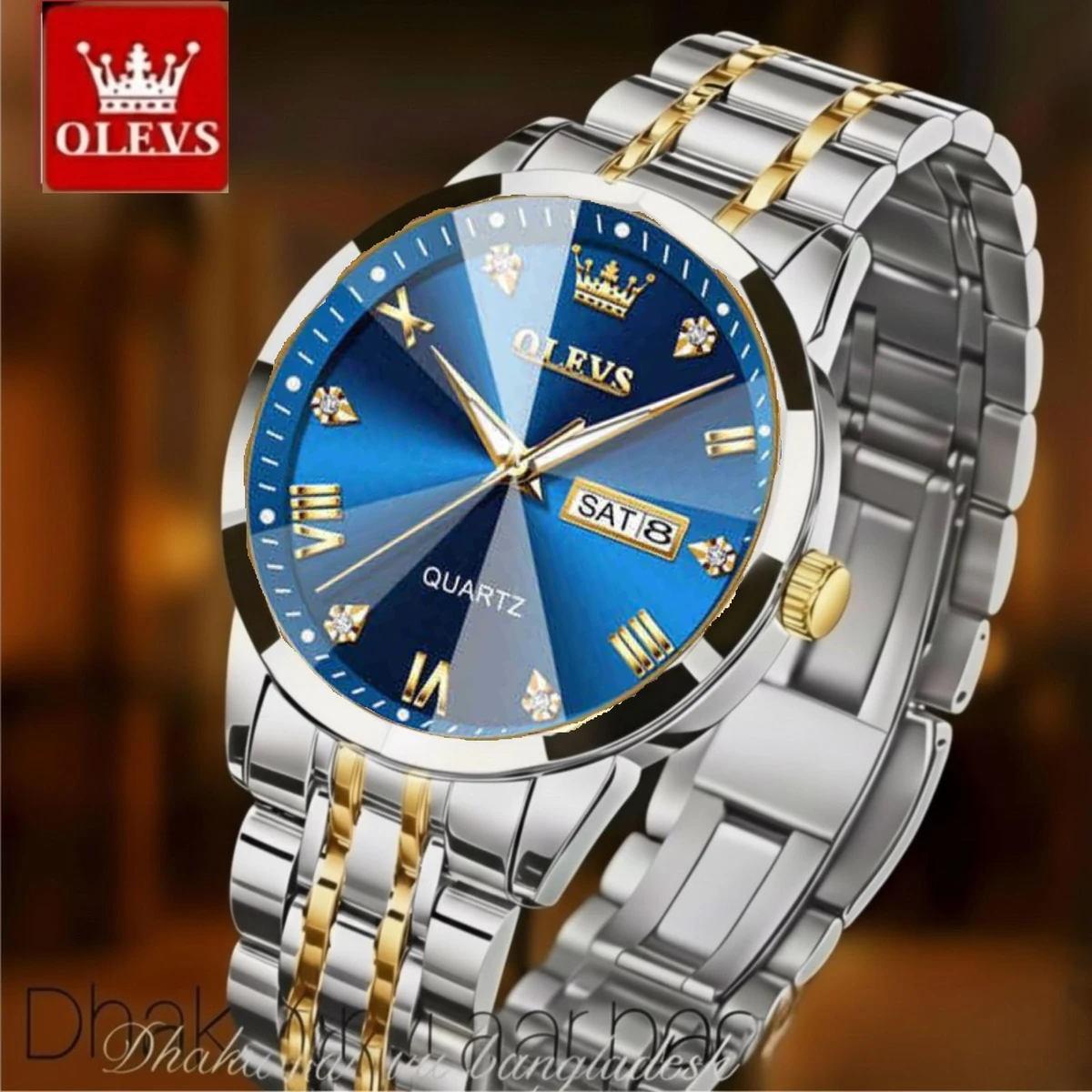 OliveZ নতুন ডিজাইনের পুরুষদের জন্য ঘড়ি BSILVER GOLDEN BLUE