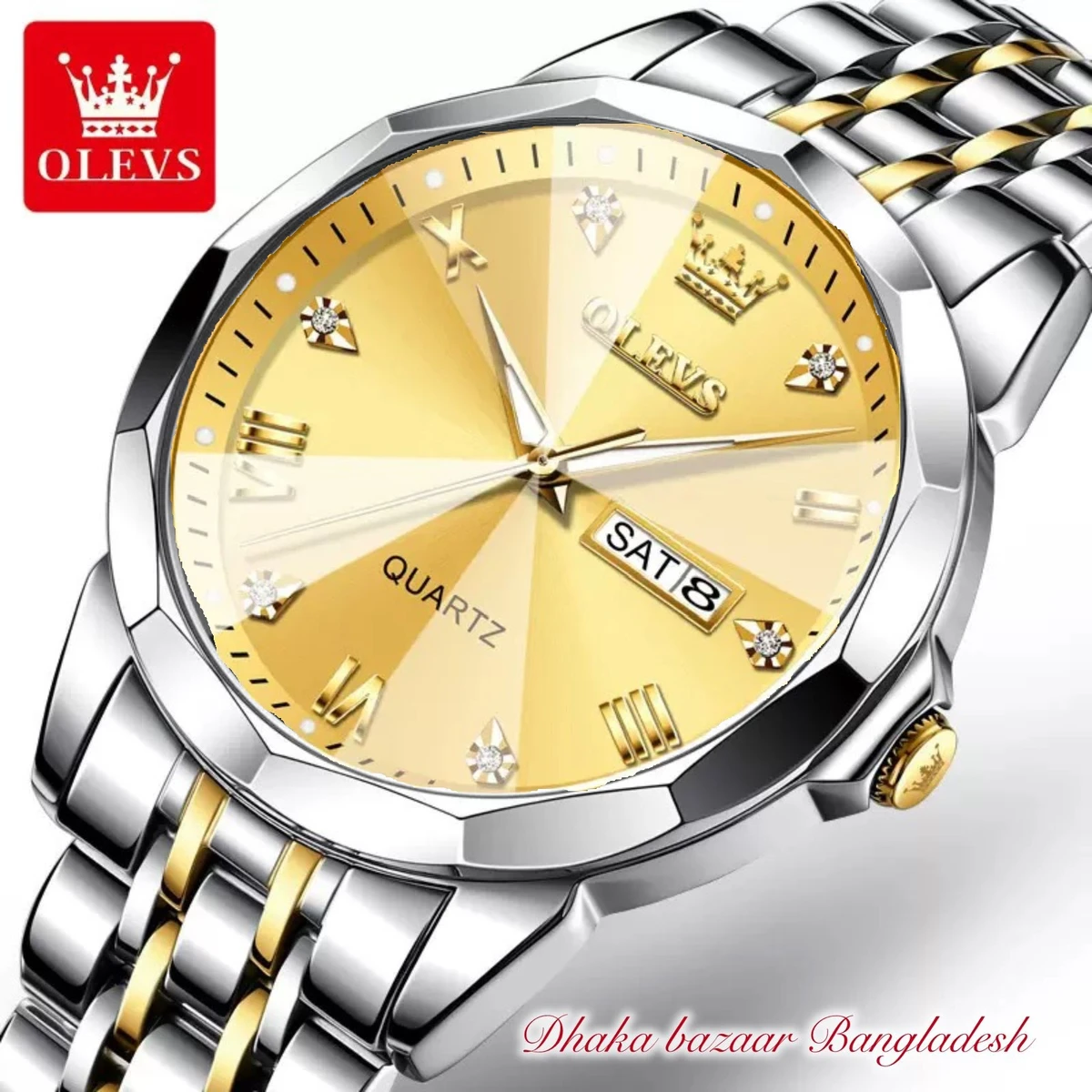 OliveZ নতুন ডিজাইনের পুরুষদের জন্য ঘড়ি BSILVER GOLDEN GOLDEN