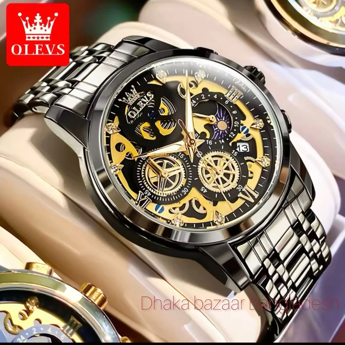 3352 OliveZ নতুন ডিজাইনের পুরুষদের জন্য ঘড়ি FULL BLACK