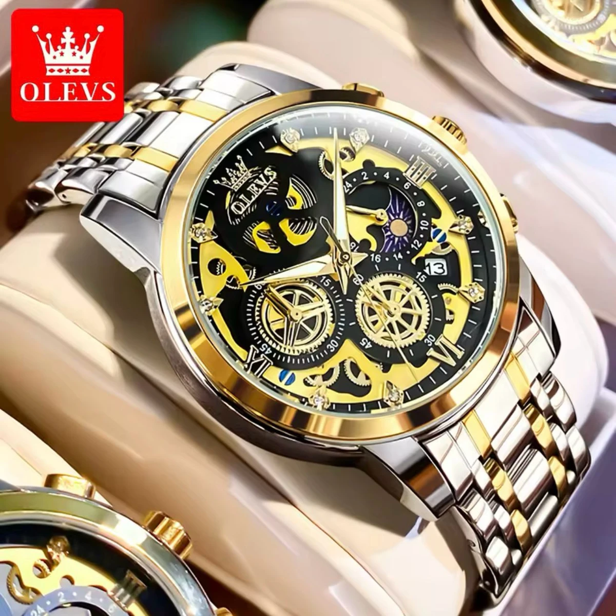 3352 OliveZ নতুন ডিজাইনের পুরুষদের জন্য ঘড়ি SILVER GOLDEN BLACK